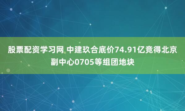 股票配资学习网 中建玖合底价74.91亿竞得北京副中心0705等组团地块