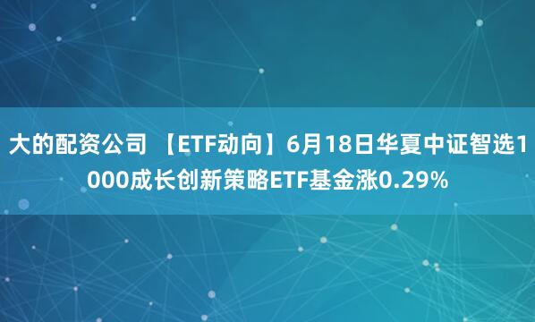 大的配资公司 【ETF动向】6月18日华夏中证智选1000成长创新策略ETF基金涨0.29%
